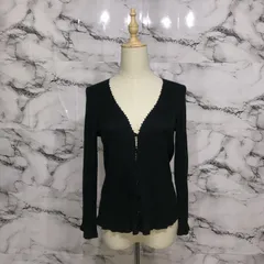 ロペ　ROPE 長袖カーディガン　【M】　黒　ブラック　ビーズ　オシャレ　かわいい　大人　キレイ　シンプル　フリル　オールシーズン