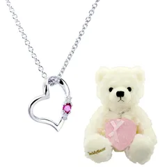 [シアーズ]  ハート ネックレス シルバー 7月 ルビー ホワイト ピンク ブラウン ミント イエロー テディ ベア 1491-tdt-01