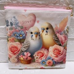 フラットポーチ ミニポーチ ハンドメイド 両面パネル生地 着物猫