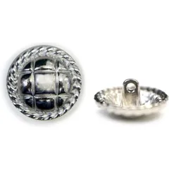 メタルボタン 丸型 足つき キルティング風 【シルバー】 銀 ボタン 鏡面仕上げ スーツボタン ジャケットボタン 8個入り 【20mm】  B-581