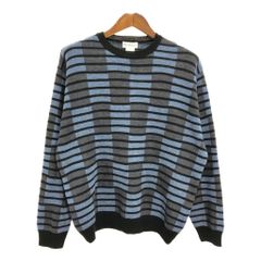 イタリア製 Norm Thompson ウール ニット セーター 総柄 ブルー(メンズ L)中古 古着 U3067