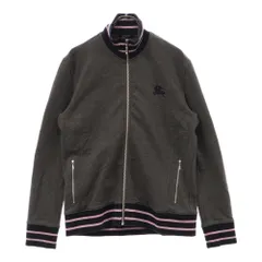 BURBERRY BLACK LABEL (バーバリー ブラックレーベル) フロントロゴ刺繍  コットン 長袖フルジップ ジャージ グレー BMV68-716-06のサムネイル