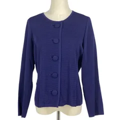 イヴ・サンローラン YVES SAINT LAURENT ノーカラー ニット ジャケット カーディガン アウター ノーカラージャケット レーヨン ブルー レディース 【中古】のサムネイル