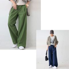 新品　2025SS新作！[アンティカ] 育てるリネン ストレートパンツ パンツ レディース 　ブルー　ネイビー　カーキ　ゆったり　総ゴム　リネン　長パンツ　ズボン　夏用