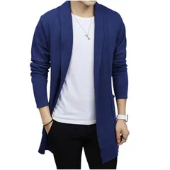 [ゴスファング] ロングカーディガン メンズ ジャケット 秋物 冬服 長袖 上着 おしゃれ キレイメ 前開き 大人 シンプル M ~ 2XL [ネイビー] [XL]