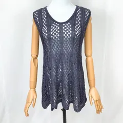 編み ベスト ニットベスト レディース トップス ノースリーブ 透かし編み Crochet Knit Layer Style 重ね着 夏服 秋服 おしゃれ かわいい 人気 コーデ 大人 ナチュラル カジュアル Fashion 上品 春夏 レイヤー グレー