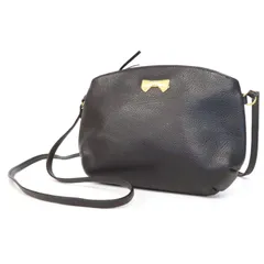 HR0005 美品 NINA RICCI ニナリッチ リボン ゴールド金具 シボ革 レザー ジップ 斜め掛け クロスボディ ミニ ショルダーバッグ ポシェット 鞄 黒 ブラック フランス製 ヴィンテージ レディース
