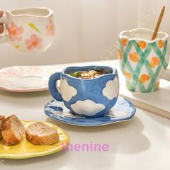 食器 マグカップ アート おしゃれ 北欧 コーヒーカップ 大きい シンプルな雲柄 男女兼用 お中元 敬老の日 還暦祝 お歳暮 ティー カップ キッチン雑貨 モダン  min#