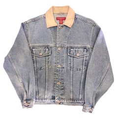 90s バナナリパブリック 襟レザー デニムジャケット BANANAREPUBLIC
