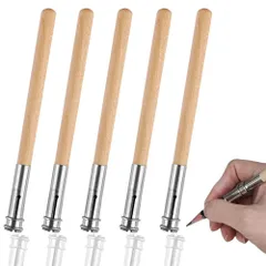 【特価セール】補助軸（木の色） 延長用 鉛筆持ち方 持ちやすい 口径0.8cm 長さ13cm デッサン用具 絵画描画用具 美術生 筆記用具 子供 校 鉛筆延長コード汎用性 短い鉛筆用 鉛筆キャップ 鉛筆補助軸 ワンヘッド 5本セット 鉛筆ホルダー 鉛筆延長ホル