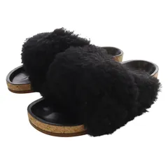 クロエ CHLOE ファーサンダル 36 黒 ブラック 茶色 - メルカリ