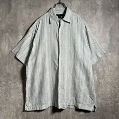 ◆【美品】00's，BANANA REPUBLIC｜バナナリパブリック，バナリパ，ストライプ，半袖シャツ，麻 リネン100%