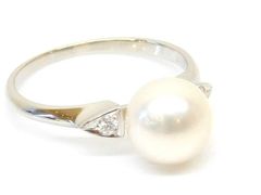 新品同様品 ミキモト リング ■ パール約8.5mｍ ダイヤ 14号 Pt950 プラチナ レディース 真珠 指輪 MIKIMOTO □7C7D