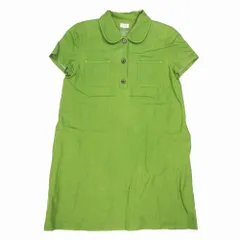 FOXEY フォクシー リネン ワンピース 半袖 丸襟 ひざ丈 プルオーバー サイズ40 M グリーン 緑 レディース 【中古】