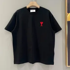 【新品・特価】AMI PARIS アミパリス Tシャツ 半袖 黒 赤ハート刺繍 ロゴ入り ユニセックス 男女兼用 人気定番 おしゃれ カジュアル ブラック 夏コーデ