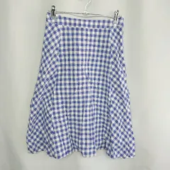 ◇ Θ NOLLEY'S ノーリーズ ギンガムチェック柄 膝丈 フレア スカート サイズ38 ブルー　ホワイト レディース E  【1409100021431】