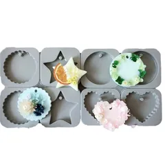 【Ever garden】 星 丸 ハート 穴あき 通し穴 タイプ 2個セット シリコンモールド レジン アロマストーン 手作り 石鹸 キャンドル 樹脂 粘土 オルゴナイト 型 抜き型 (星 ハート 丸) 1