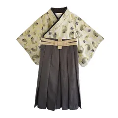 【新品】 [スウィートマミー] Sweet Mommy キッズ 袴 ロンパース 和柄紬 キッズ 着物 和装 オーガニックコットン裏地 お宮参り お食い初め お正月 アイボリー 1