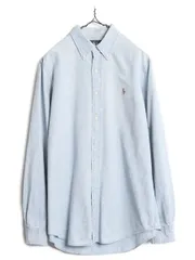 【お得なクーポン配布中!】 90s ラルフローレン ボタンダウン 長袖 シャンブルー シャツ メンズ M / 90年代 オールド ポロ 100% コットン 長袖シャツ ワンポイント BD