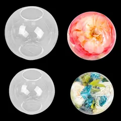 KyeeaDIY 球体 ボール シリコンモールド80/100mm 2セット 一体形 丸 レジン型 ハンドメイド ソフトモールド 手芸品 クラフト 再利用可能 初心者向き クリア 透明 ビーズ アクセサリー(セット3（80/100mm）) 0