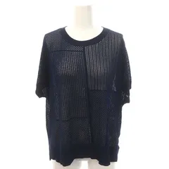 ソコラ socolla 24SS 柄編みブロッキングニットプルオーバー カットソー 半袖 2 紺 ネイビー /HS ■OS