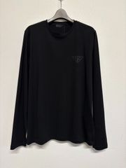 PRADA プラダ トライアングル ロゴ 黒 ブラック 長袖 Tシャツ ロンT トップス カットソー 肩 ナイロン 同系色 メンズ レディース XLサイズ 新品未使用 タグ付き