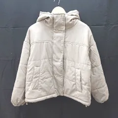 ◇ 美品 w coloset レザー ブルゾン 柔らか生地 ドローコード フード 長袖 ジャケット サイズM ベージュ レディース E  【1304050037467】のサムネイル