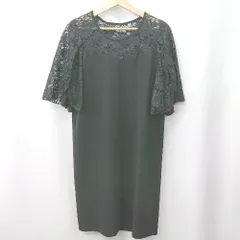 ◇ ⊂ Lace Ladies レースレディース 花柄レース 半袖 膝丈 ワンピース サイズL ブラック レディース E  【1505290012003】