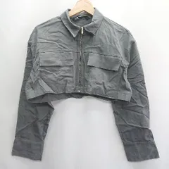 ◇ ⊇ ZARA ザラ クロップド丈 長袖 ジャケット サイズS グレー系 レディース E  【1409240020431】