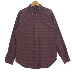90'vintage 90年代 ヴィンテージ Ralph Lauren ラルフローレン ポニー刺繡 長袖 シャツ ワンポイント刺繡 オーバーサイズ ビックシルエット ホンコン製 Lサイズ ワインレッド