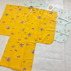 子供着物 正絹生成りに蝶 橘 毱 七歳着物 小紋 - メルカリ