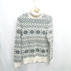 ◇ ⊇ H&M エイチアンドエム 総柄 タートルネック 長袖 ニット セーター サイズUK XS/S ベージュ ブラック レディース E  【1412090025808】