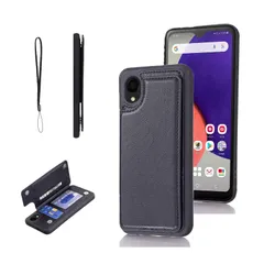 【OULO】Galaxy A23 5G/docomo SC-56C/au UQ mobile SCG18 用 ケース レザー 人気 カード収納 スマホケース 耐衝撃 軽量 スタンド機能 薄い 背面 IC カード入れ 手帳型 財布型 カバー（ブラック）ギャラクシ