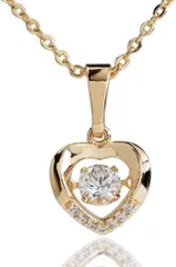 Miaomyao ミャオミャオ キュービックジルコニア ゴールド 揺れるストーン ハート ネックレス アクセサリー レディース プレゼント ポーチ セット(ピンクゴールド,  小さめ)