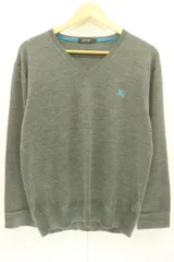 【中古】 BURBERRY BLACK LABEL メンズニット セーター 4 Vネック ニット BURBERRY BLACK LABEL 4 グレー 灰 刺繍