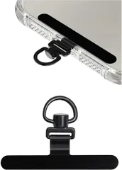 aerix スマホストラップ ストラップホルダー 極薄0.2mm・360°旋回式・浮きなし曲がれ設計金属製 タグパッチ ステンレス鋼 頑丈 薄型金属ステンレス製 ショルダー 落下防止 携帯ストラップ スマホショルダー 全機種対応(ブラック)