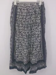 ◇ CRAFT STANDARD BOUTIQUE 総柄 ウエストゴム ロング フレア スカート サイズF ネイビー アイボリー系 レディース E  【1303280009046】