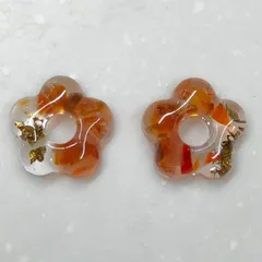 【No.58】花ピアス　花イヤリング　レジン　樹脂ピアス　ノンホールピアス　ハンドメイド　レジンアクセサリー