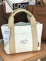 【新品】キャンバスミニトートバッグ　ホワイト×ベージュ　LIZDAYS