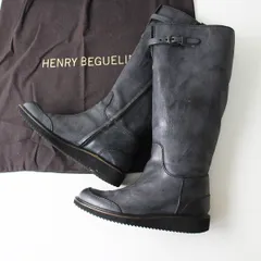 HENRY BEGUELIN エンリーベグリン レザー ロングブーツ 37/チャコールグレー【2400013009768】