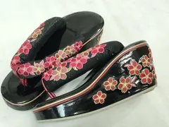 平和屋着物▼和装小物　草履　ハイヒール草履　厚底　ぽっくり　こっぽり　刺繍　舞花文　舞妓風　エナメル　逸品　DAAR3743zzz