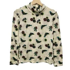 JOCOMOMOLA(ホコモモラ) 長袖カットソー サイズ40 XL レディース美品  - アイボリー×パープル×ダークグリーン ハーフネック/花柄