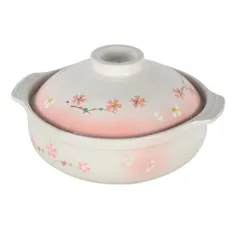 土鍋 7号 ガス火専用 2〜3人用 L1973  桜日和 土なべ 鍋料理 ピンク パール金属