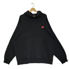 adidas アディダス パーカー フーディー プルオーバー フロントプリント カンボジア製 2XLサイズ ブラック