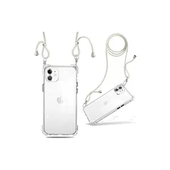 iPhone 11 ケース クリア ショルダー 耐衝撃 ストラップ付き スマホケース アイフォン11 カバー 透明 薄型 軽量 TPUスマホ シリコン 紐付き 斜めがけ 織りストラップ付き 肩掛け 調節可能なショルダー クロスボディ 多目的キャリー ファッ 1