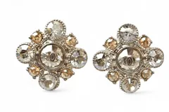 シャネル ピアス CHANEL アクセサリー CC/ロゴモチーフ ラインストーン オレンジ/シルバー A12【中古】