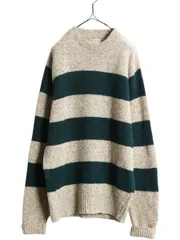 【お得なクーポン配布中!】 80s USA製 エルエルビーン ワイド ボーダー ウール ニット セーター メンズ M 古着 ヴィンテージ LLBEAN アウトドア ツートン クルーネック