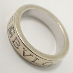 Th994721 ブルガリ リング・指輪 B-ZERO1 ビーゼロワン ダブルロゴ K18WG 1PD ダイヤ 約6.0g #7 レディース BVLGARI 中古