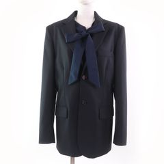 極美品☆Maison Margiela 4 メゾンマルジェラ4 S51BN0401 ウール レイヤードデザイン ドッキング ジャケット ネイビー 36 イタリア製 正規品 レディース