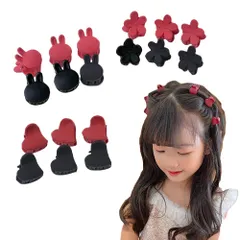 新品 ミニ ベビー ヘアクリップ 赤ちゃん かわいい 髪飾り ヘアアクセサリー ミニ髪爪クリップ ベビーヘアピン 前髪クリップ 髪留め ギフト (赤黒2色セット)